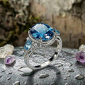 Vintage Silver Ring With Blue Crystal