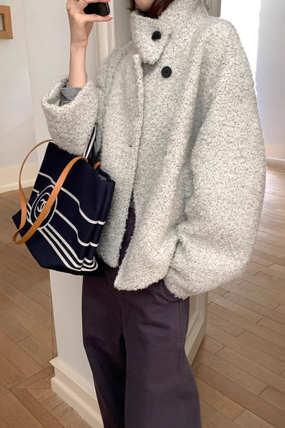 Wool Sweet Loose Snap Coat