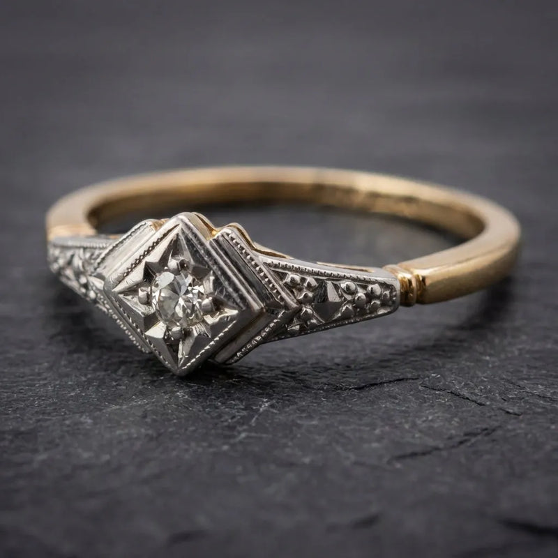 Vintage Glass Star Gold Ring