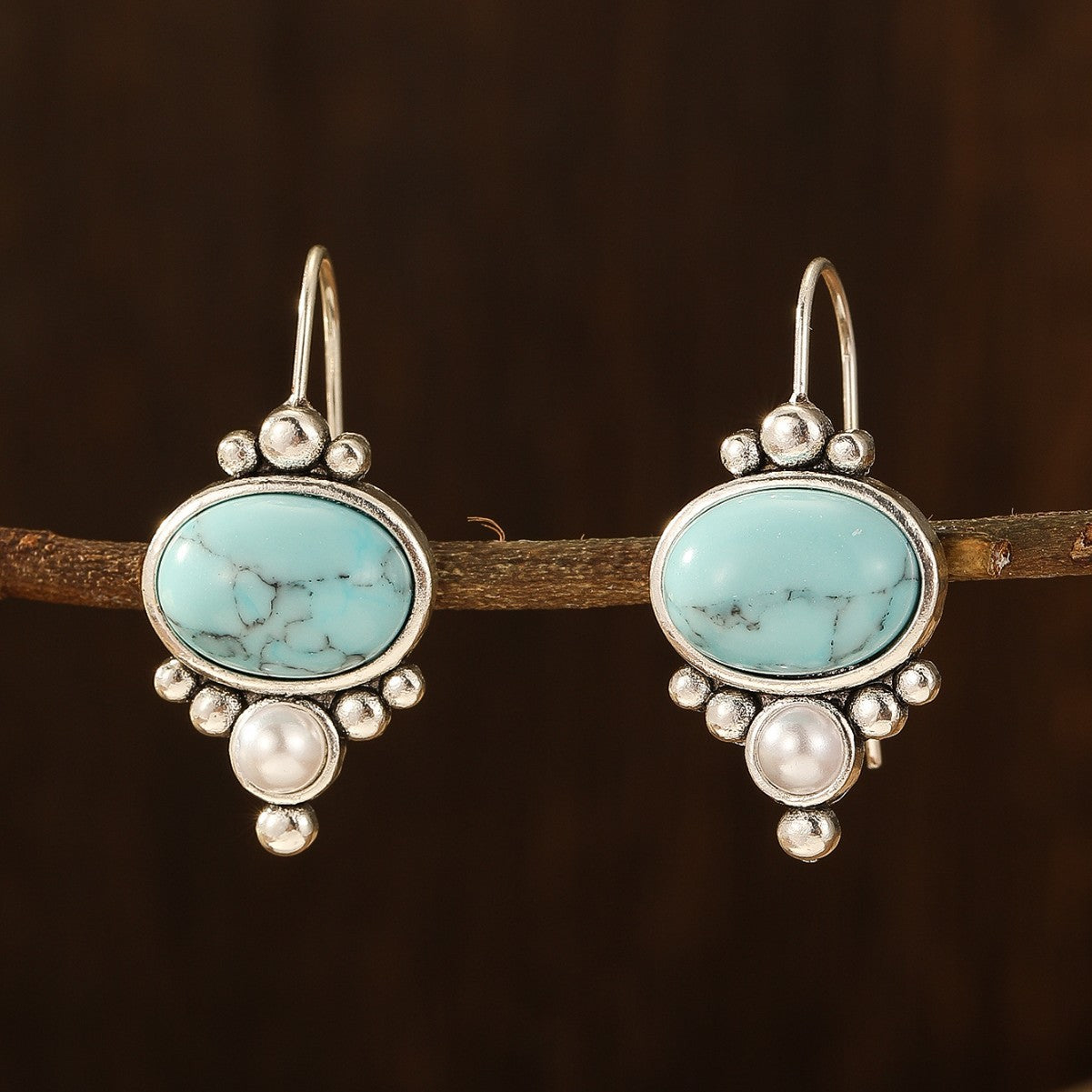 Vintage Turquoise Pearl Earrings