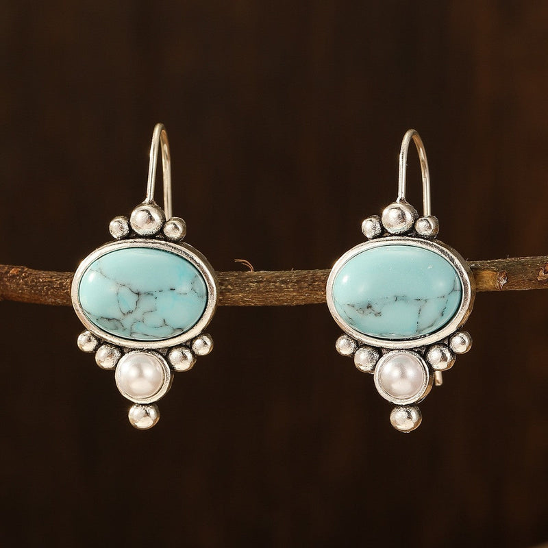 Vintage Turquoise Pearl Earrings