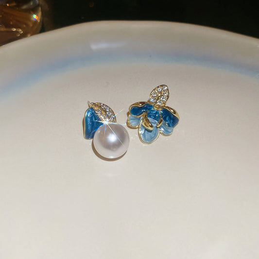 Elegant Blue Pearl Earrings