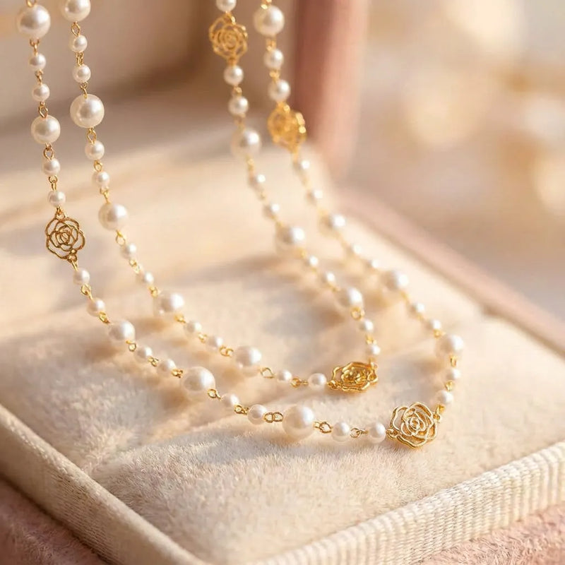 Elegant Gold & Pearl Necklace