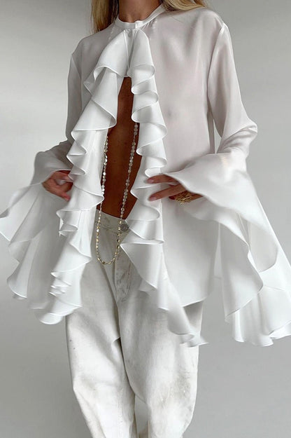 Ruffled Long-sleeve Blouse