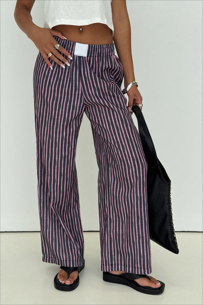Colorblock Striped Wide-leg Relaxed Pants
