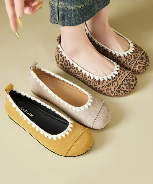 Comfy Leopard Splicing Flat Shoes Suede