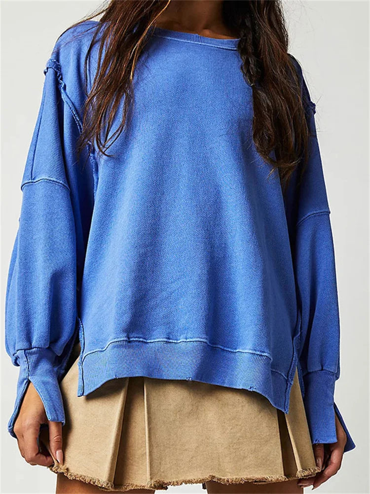 Patchwork Knit Loose Pullover Female Autumn High Waist Sweater Knitwear Pullover New