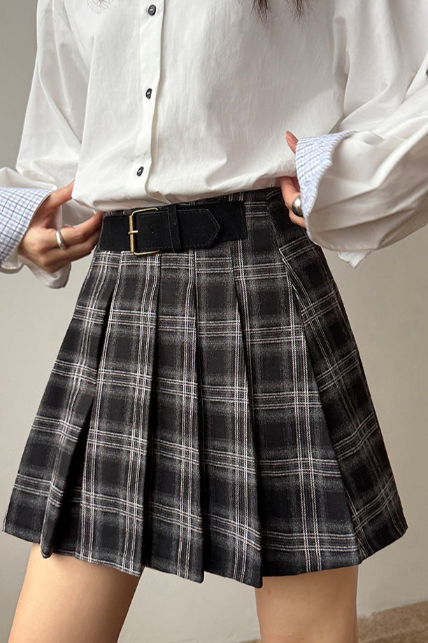 Plaid Pleated Skirt