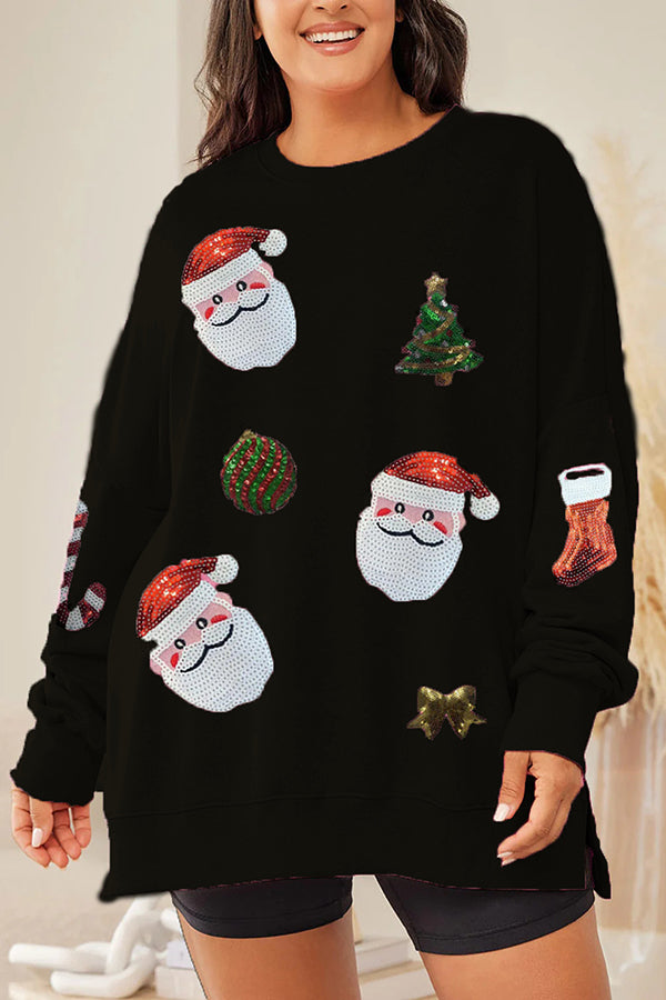 Christmas Sequined Loose Long-sleeved Sweatshirt