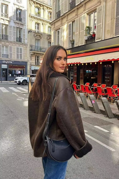 Faux Shearling Collared Coat