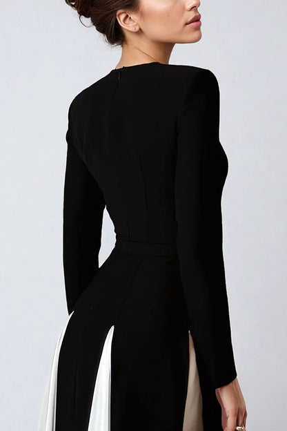 Getting Glam and Panelled Tulle Long Sleeve A-line Maxi Dress