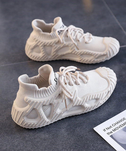 Beige Breathable Mesh Flats Shoes