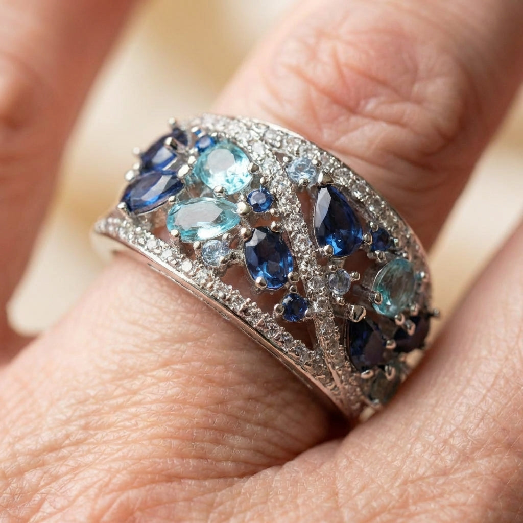 Vintage Blue Zirconia Ring