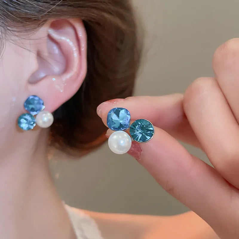 Elegant Blue Pearl Earrings