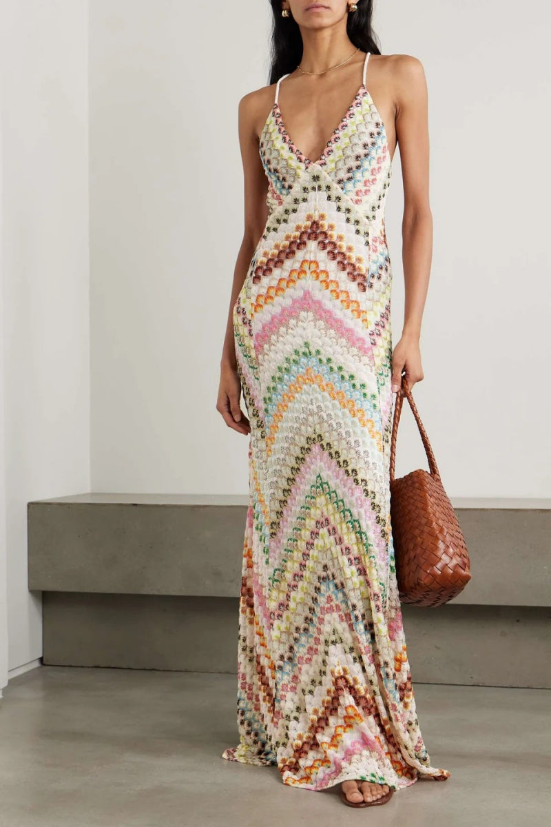 Malora — Handcrafted Cotton Crochet Maxi Dress With Adjustable Straps
