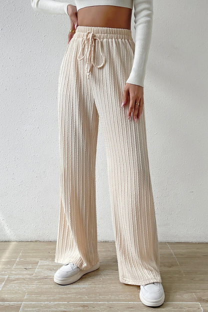 Elastic High Waist Straight Leg Knit Pants