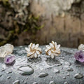 Elegant And Exquisite Opal Petal Circle Stud Earrings In Gold