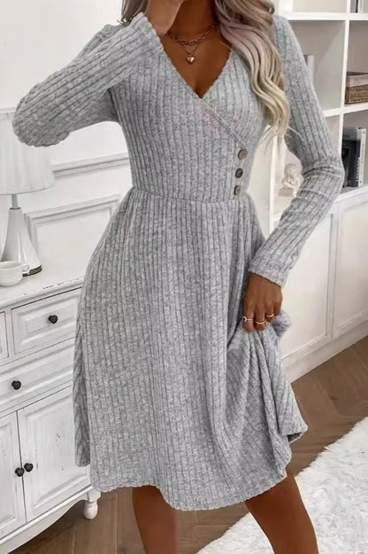 V-neck Patchwork Sweater Dress
