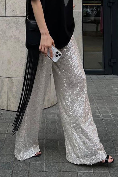 Sequin Wide Leg Loose Pants