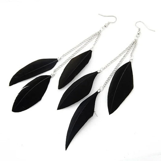 Elegant Black Feather Earrings