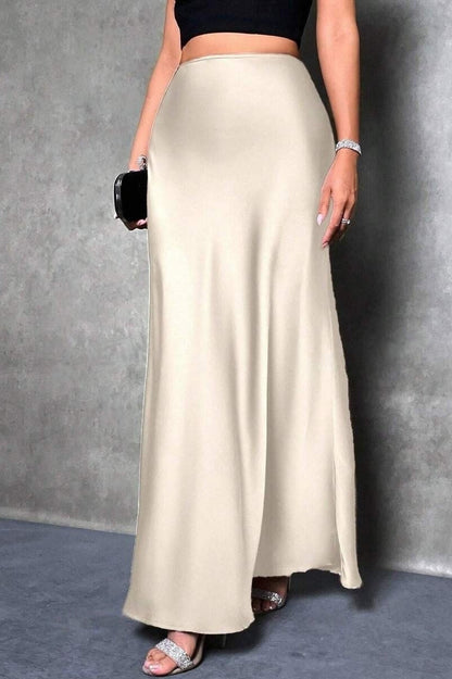 Silky High Waist Satin Maxi Skirt