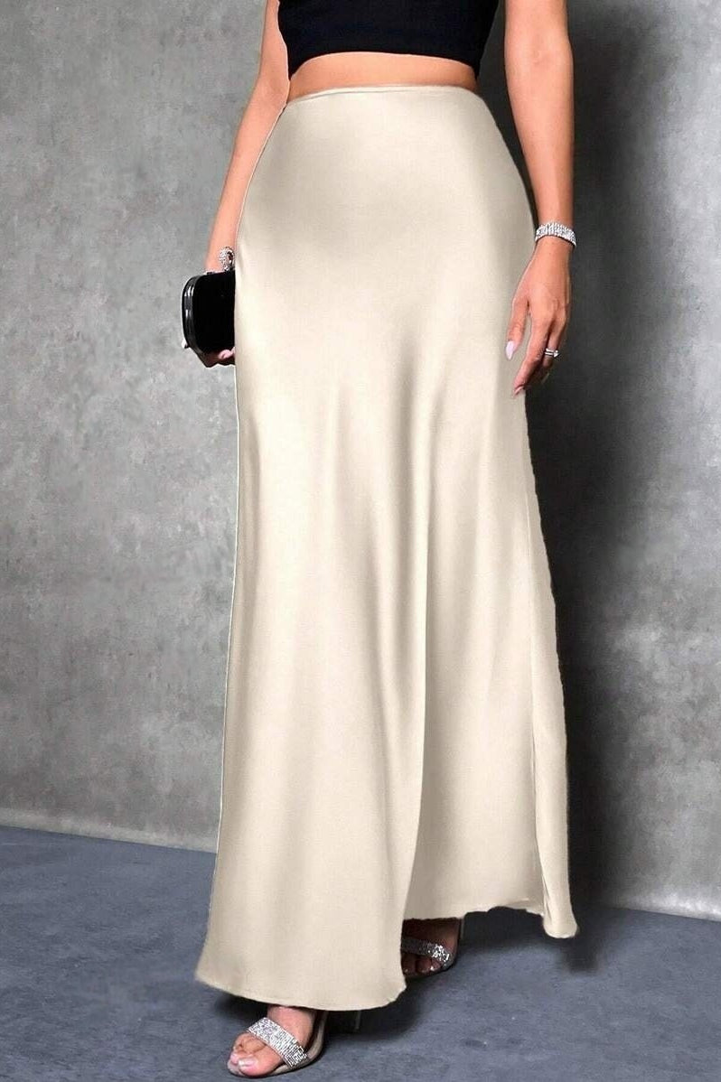 Silky High Waist Satin Maxi Skirt