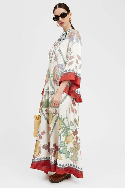 V-neck Ball Sleeve Maxi Dress