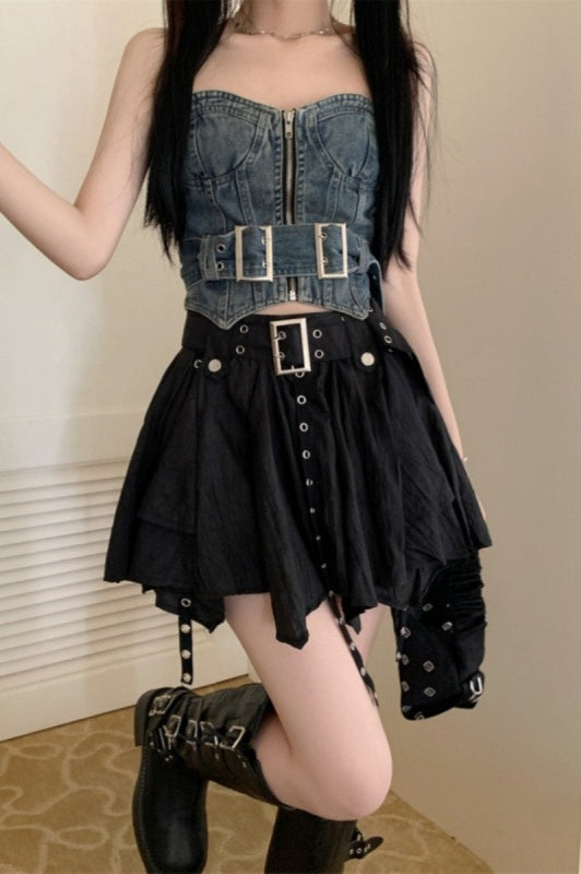 Wasteland Belt Asymmetrical Mini Skirt