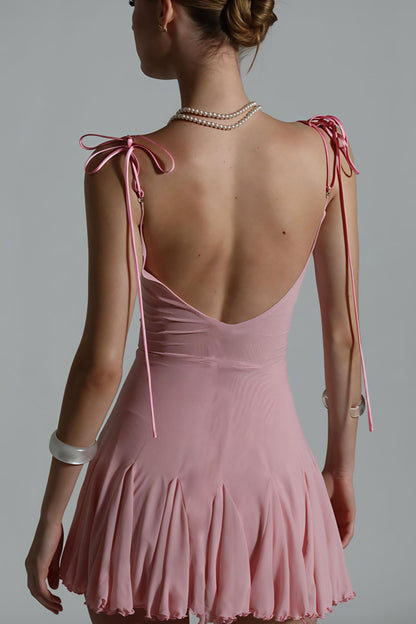 V Neck Cami Backless Mini Dress