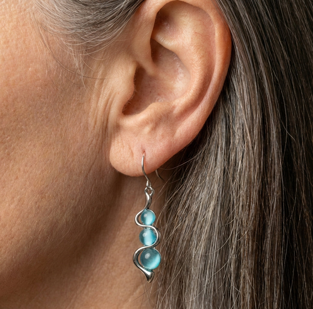 Classic Natural Stones Dangle Silver Earrings