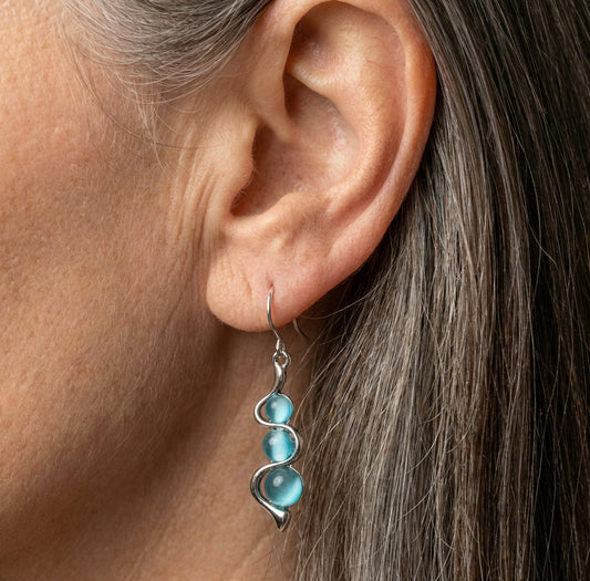 Classic Natural Stones Dangle Silver Earrings
