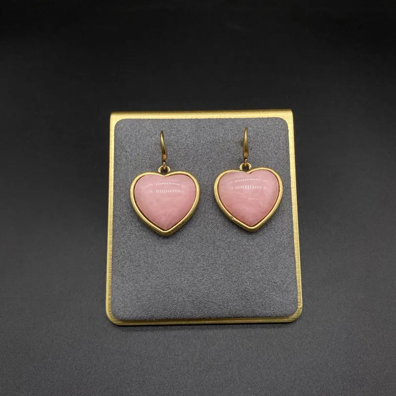 Rose Quartz Heart Earrings