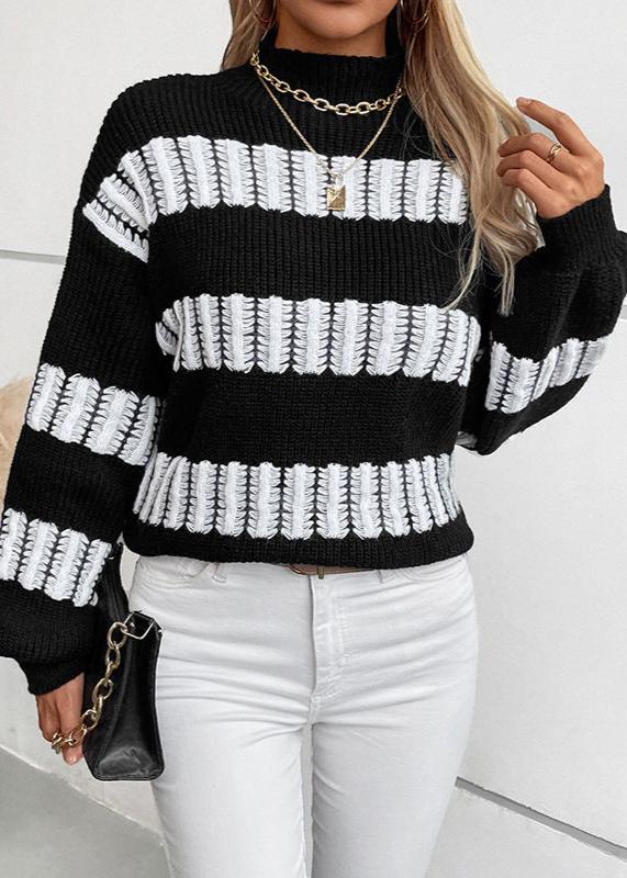 Striped Half Turtleneck Sweater