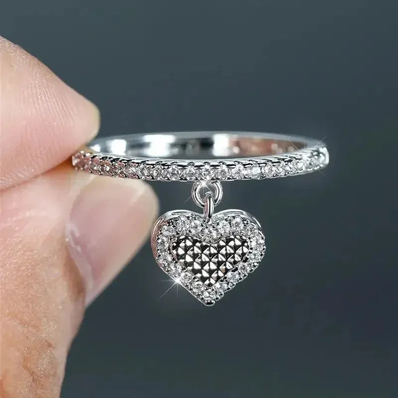 Elegant Crystal Heart Ring