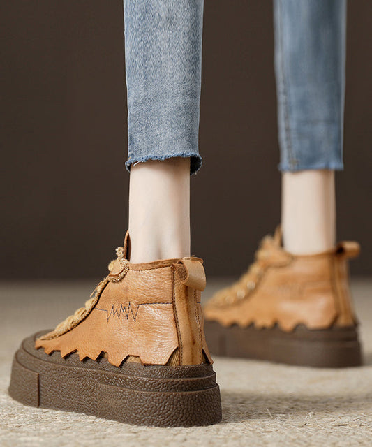 Yellow Splicing Platform Flats Shoes