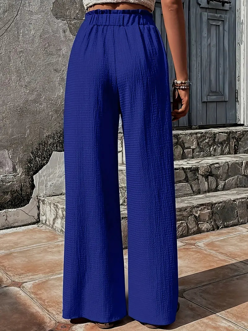 Color Drawstring High Waist Pants