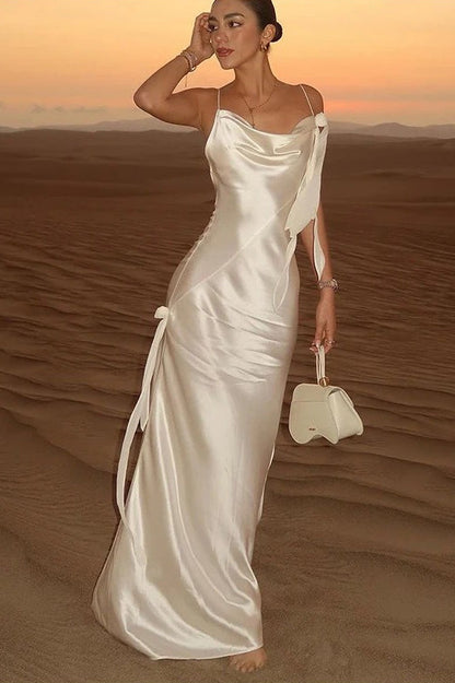 Satin Backless Maxi Dress