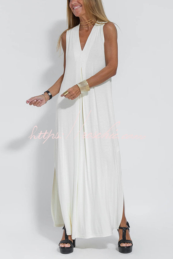 Is Eternal Knit Color Sleeveless Slit Maxi Dress