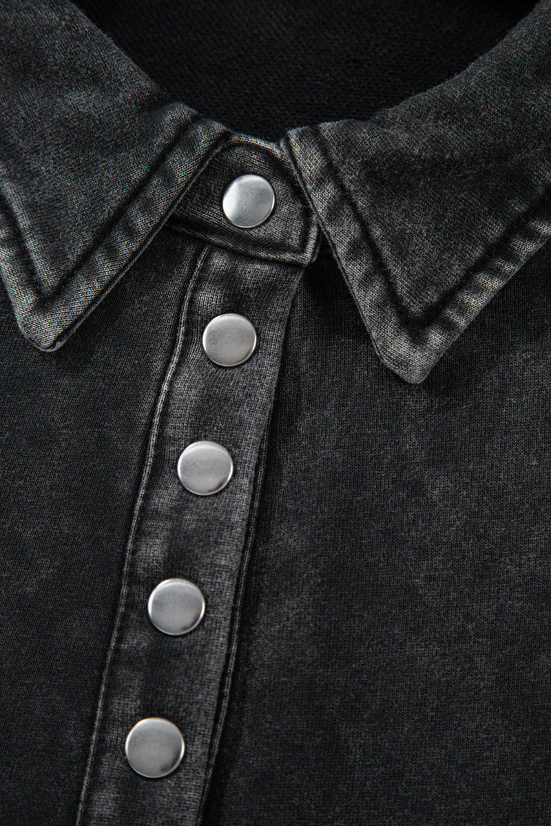 Buttons Balloon Sleeve Oversized Sweatshirt