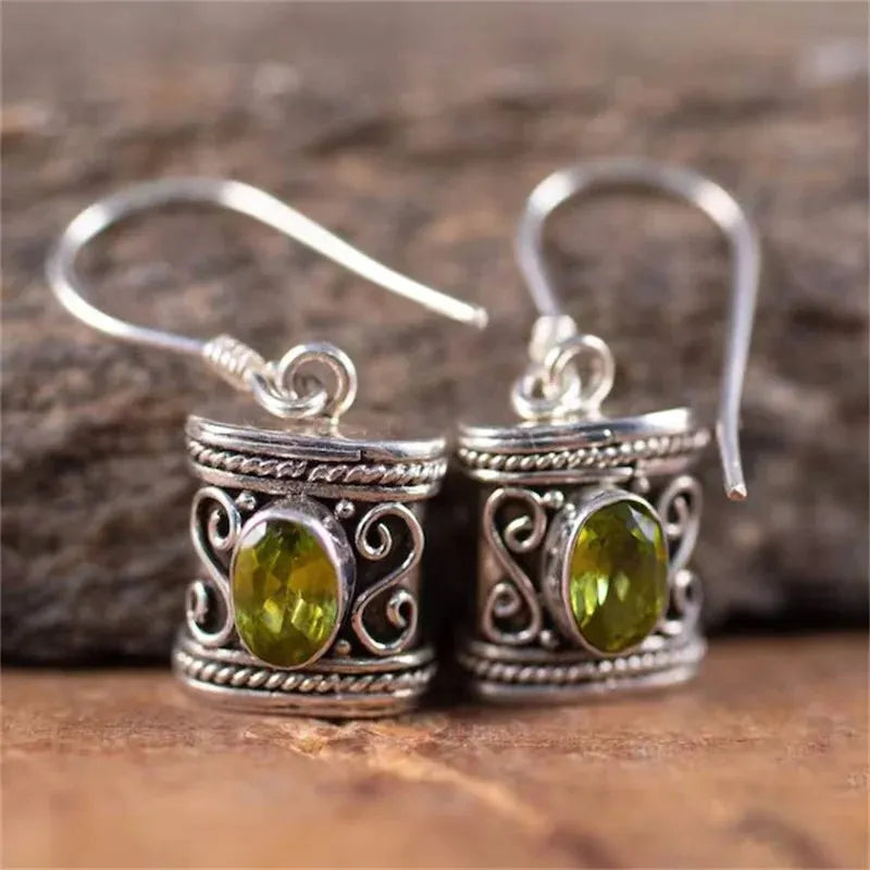 Vintage Olive Stone Earrings