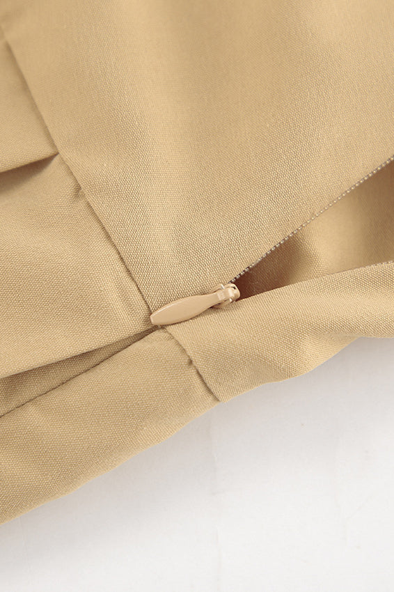Color Pleated Midi Skirt