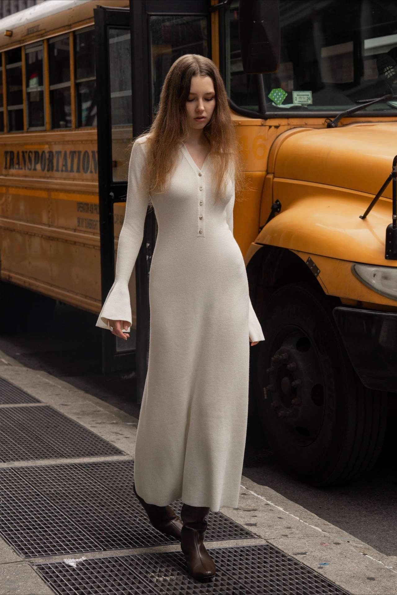 Collared Knit Sweater Dress