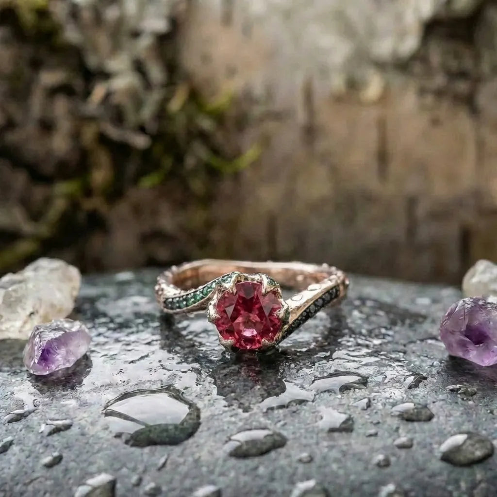 Vintage Red Round Stone Ring