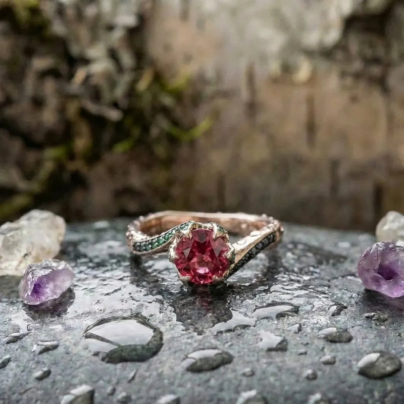 Vintage Red Round Stone Ring