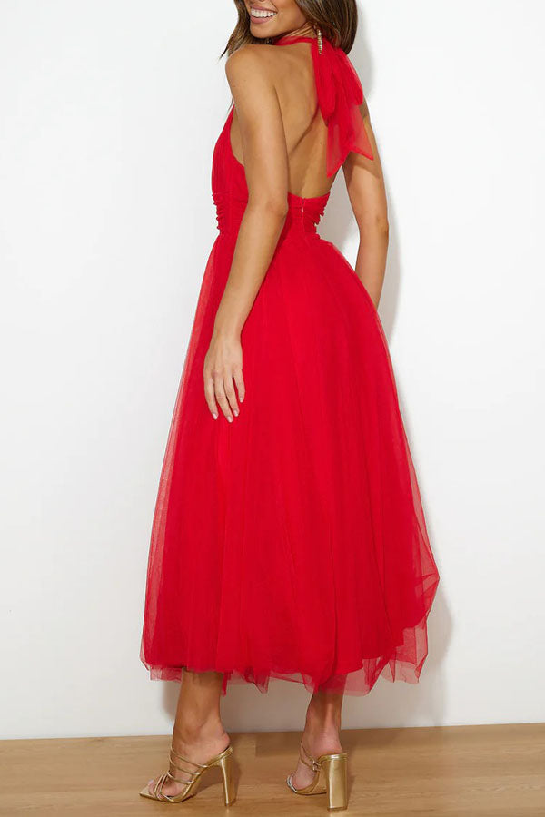 French Fairy, Ethereal Chiffon Patchwork Detail Suspender Long Dress