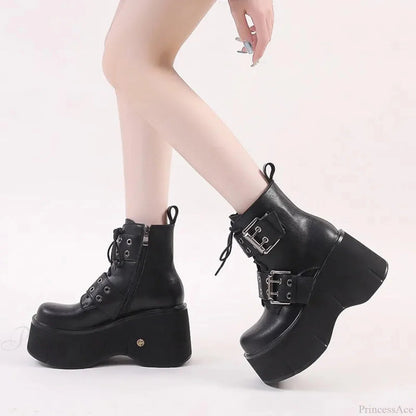 Dark Chunky Elevated Ankle Boot