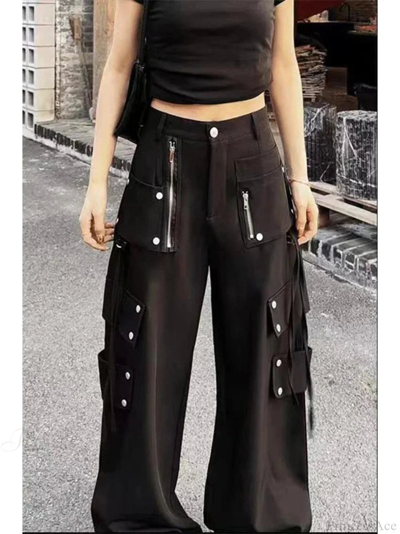 Dark Gothic Y2k Cargo Denim Pant