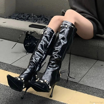 Dark Knight Style Pointed Toe Tall Boot