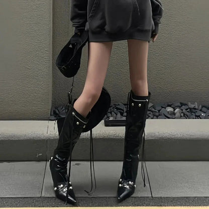 Dark Knight Style Pointed Toe Tall Boot