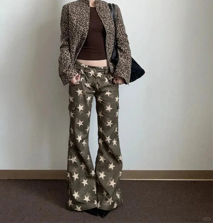Dark Medieval 2000s Flare Star Pant